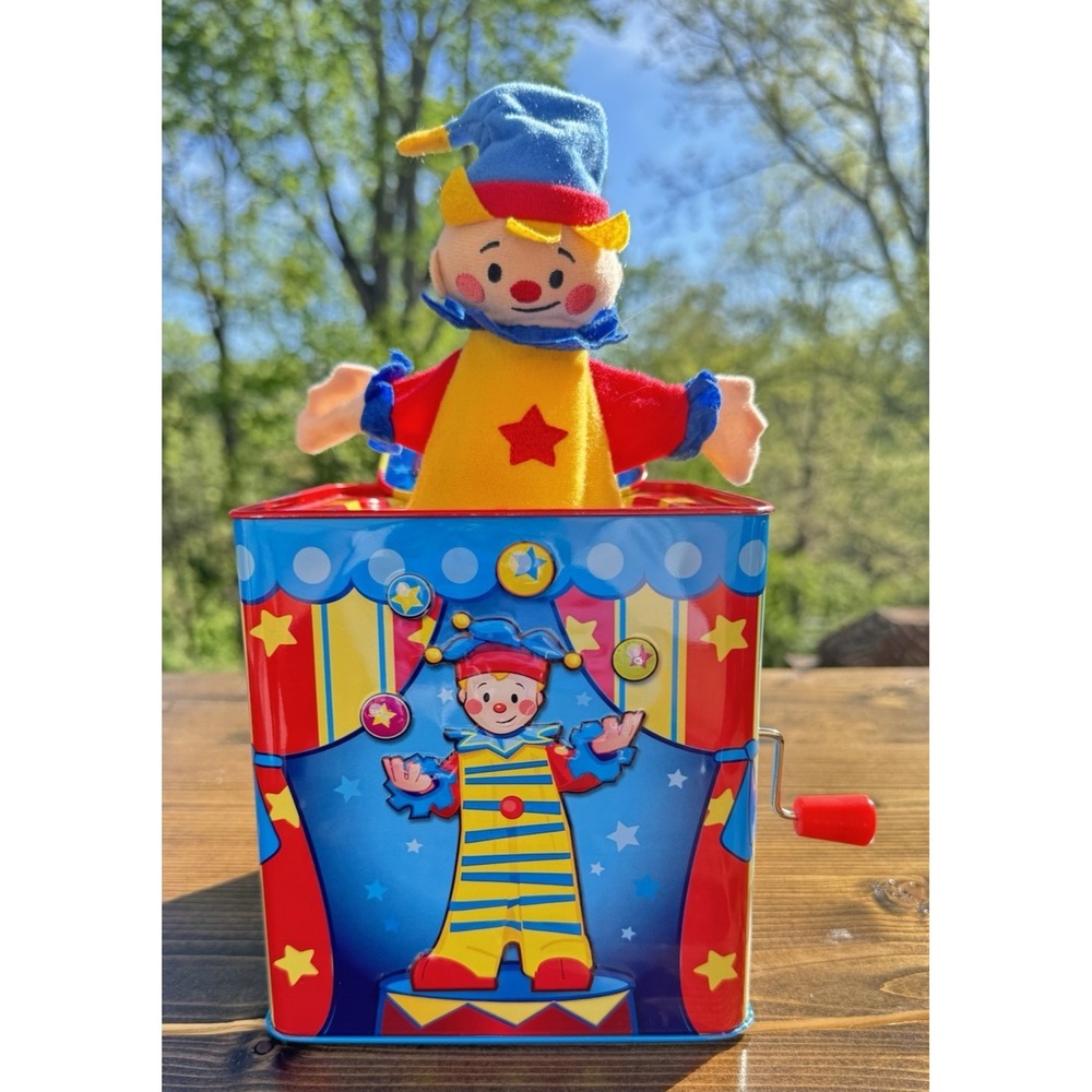 Jack In The Box Clown Toy Musical Schylling Silly Circus‎ Tin Vintage Style